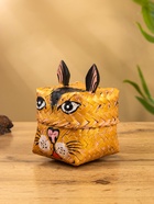 Корзинка «Кот», 10×10×13 см, бамбук, рыжая - фото 809305232
