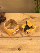 Корзинка «Кот», 10×10×13 см, бамбук, рыжая - фото 809305236