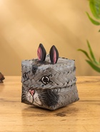 Корзинка «Кот», 8×8×13 см, бамбук, серая - фото 809305267