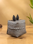 Корзинка «Кот», 8×8×13 см, бамбук, серая - фото 809305269