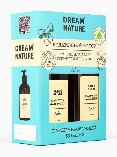 Подарочный набор женский DREAM NATURE Silvia, шампунь и крем-гель для душа по 330 мл