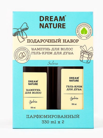 Подарочный набор женский DREAM NATURE Silvia, шампунь и крем-гель для душа по 330 мл