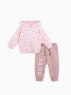 Костюм для девочки (худи, брюки) «Крошка Я. Киса», рост 92-98 см, розовый, лиловый - Фото 4