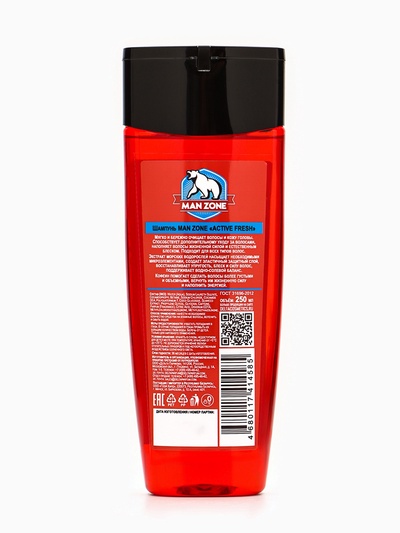 Подарочный набор мужской MAN ZONE ACTIVE FRESH, гель для душа 250 мл, шампунь 250 мл