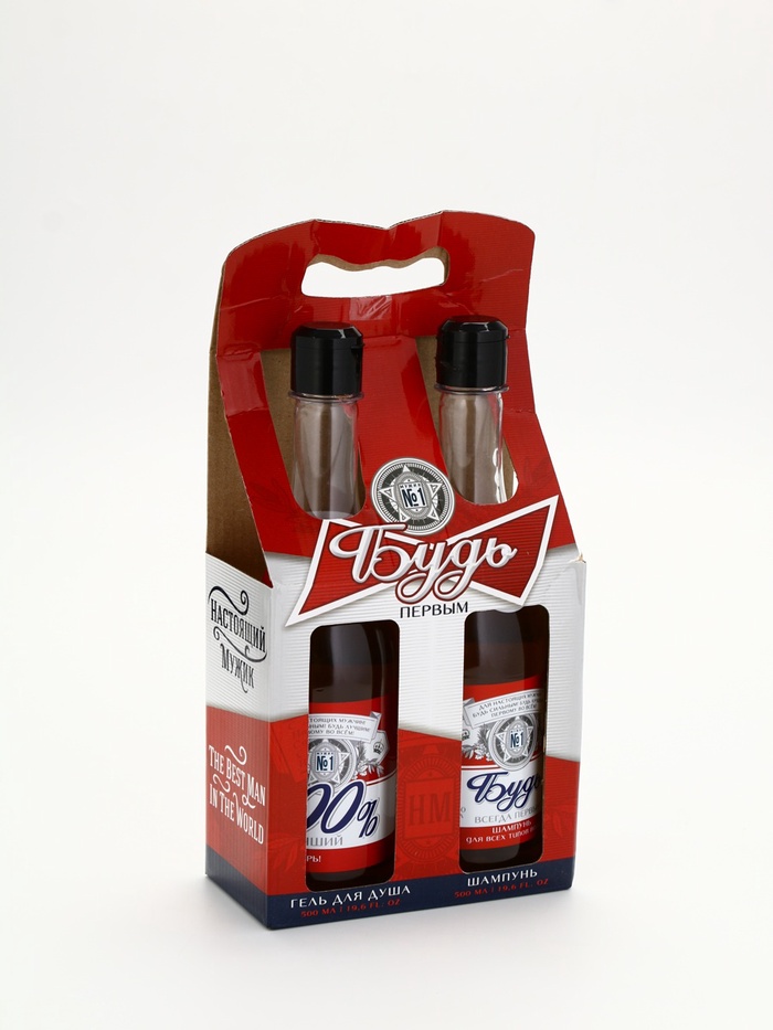 УЦЕНКА Набор «Будь», гель для душа и шампунь для волос во флаконах пиво, 2×500 - Фото 1