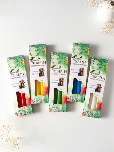 Набор свечей конических 2.2×24 см, 4 шт., 50 г, 8 ч, МИКС