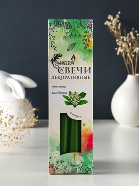 Набор: свечи ароматизированные конические 2.2×24 см, 4 шт., 50 г, 8 ч, ландыш