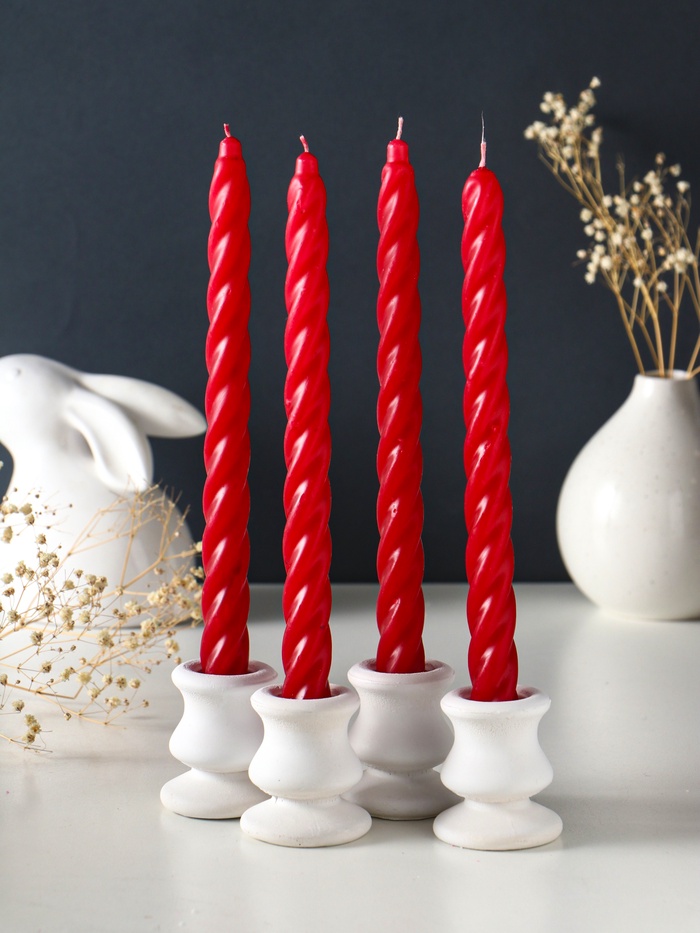 Набор: свечи ароматизированные витые 1.9×24 см, 4 шт., 40 г, 8 ч, вишня - Фото 1