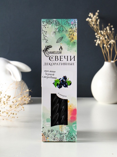 Набор: свечи ароматические витые 1.9×24 см, 4 шт., 40 г, 8 ч, смородина