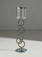 УЦЕНКА Подсвечник стекло на 1 свечу «Сплетение колец» стразы серебро 27×7×7 см - фото 14967973