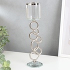 УЦЕНКА Подсвечник стекло на 1 свечу «Сплетение колец» стразы серебро 27×7×7 см - фото 14967982