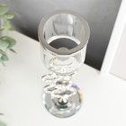 УЦЕНКА Подсвечник стекло на 1 свечу «Сплетение колец» стразы серебро 27×7×7 см - фото 14967983