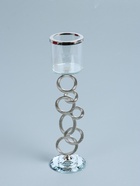 УЦЕНКА Подсвечник стекло на 1 свечу «Сплетение колец» стразы серебро 27×7×7 см - фото 14967984