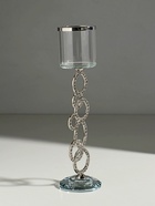 УЦЕНКА Подсвечник стекло на 1 свечу «Сплетение колец» стразы серебро 27×7×7 см - фото 14967974