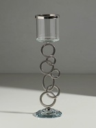 УЦЕНКА Подсвечник стекло на 1 свечу «Сплетение колец» стразы серебро 27×7×7 см - фото 14967975