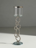 УЦЕНКА Подсвечник стекло на 1 свечу «Сплетение колец» стразы серебро 27×7×7 см - фото 14967976