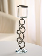 УЦЕНКА Подсвечник стекло на 1 свечу «Сплетение колец» стразы серебро 27×7×7 см - фото 14967978