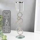 УЦЕНКА Подсвечник стекло на 1 свечу «Сплетение колец» стразы серебро 27×7×7 см - фото 14967980