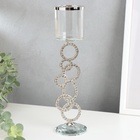УЦЕНКА Подсвечник стекло на 1 свечу «Сплетение колец» стразы серебро 27×7×7 см - фото 14967981