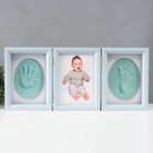 УЦЕНКА Фоторамка пластик 13×18 см с полим.глиной «Отпечаток ладошки и ножки» голубая 20.5×46.5 см - Фото 2