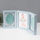 УЦЕНКА Фоторамка пластик 13×18 см с полим.глиной «Отпечаток ладошки и ножки» голубая 20.5×46.5 см - Фото 3
