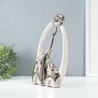 УЦЕНКА Сувенир керамика «Семья слонов. Овал» белый с серебром 6.5×17×28.5 см 10946396