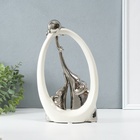 УЦЕНКА Сувенир керамика «Семья слонов. Овал» белый с серебром 6.5×17×28.5 см 10946396