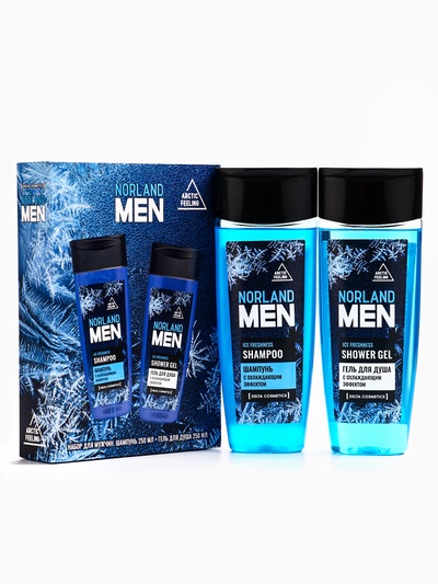Подарочный набор мужской Norland Men Ice Freshness, гель для душа 250 мл, шампунь 250 мл