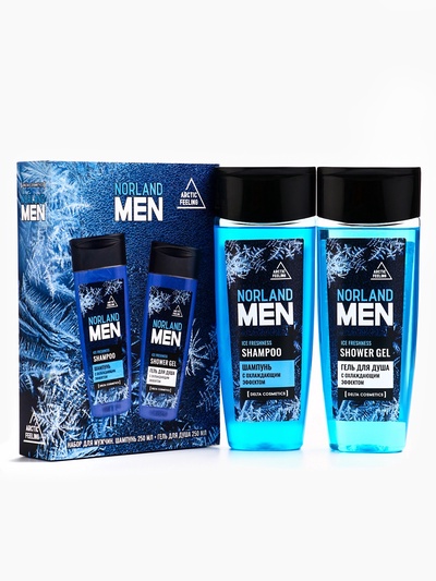 Подарочный набор мужской Norland Men Ice Freshness, гель для душа 250 мл, шампунь 250 мл