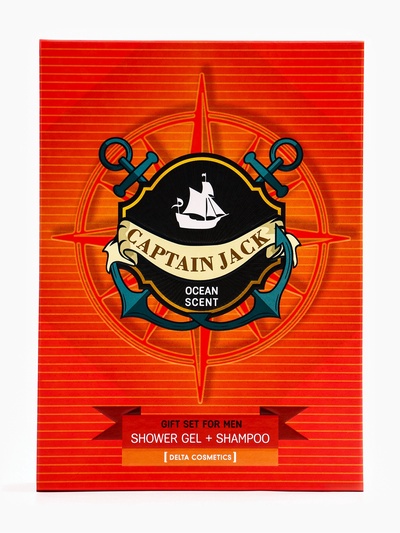 Подарочный набор мужской Captain Jack Ocean Scent, гель для душа 250 мл, шампунь 250 мл