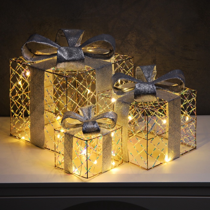 УЦЕНКА Фигура световая «Подарки», 20×15×10 см, 35LED, ААх2 (не в компл.), Т/БЕЛЫЙ - Фото 1