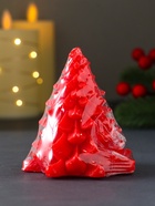 Свеча "Ель пушистая" 80х80х90 мм, красная - фото 809305380