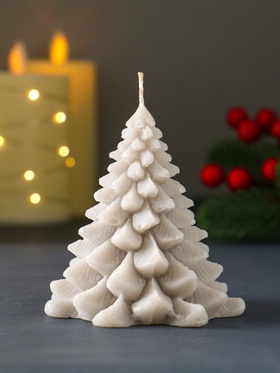 Свеча новогодняя «Ель пушистая», 80?80?90 мм, серебро (комплект 2 шт)