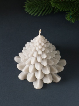 Свеча новогодняя «Ель пушистая», 80×80×90 мм, серебро