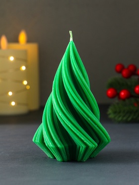 Свеча новогодняя «Елочка спиралька», 110×75×65 мм, зелёная