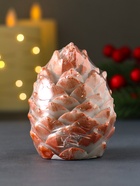 Свеча новогодняя «Шишка», 80×60 мм, с оранжевым декором - Фото 4