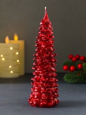 Свеча новогодняя «Ель большая», 160×60 мм лак, красная