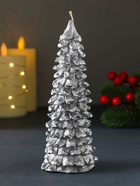 Свеча новогодняя «Ель большая», 160×60 мм лак, серебро - Фото 3