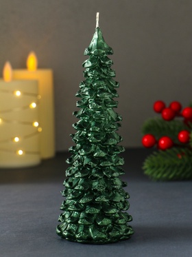 Свеча новогодняя «Ель большая», 160×60 мм лак, зелёная