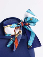 Кожаная подарочная сумочка для бижутерии и сувениров, глубокий синий с бантом (лента), 13×12×5.5 см - фото 58059618