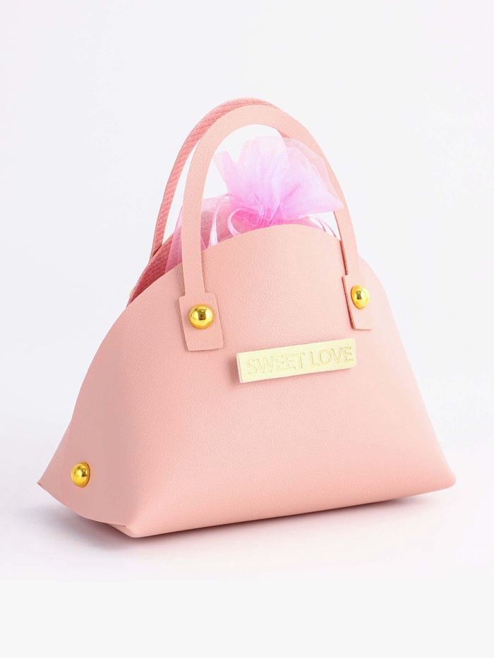 Кожаная подарочная сумочка для бижутерии и сувениров, розовая с мешочком, 14×6.5×12.8 см - Фото 1