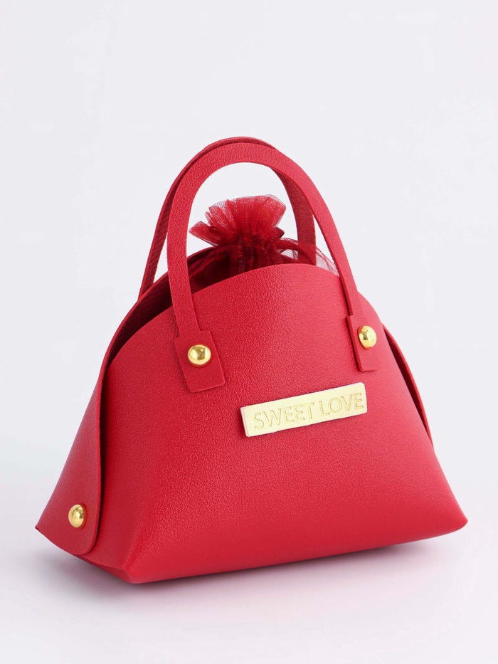 Кожаная подарочная сумочка для бижутерии и сувениров, красная с мешочком, 14×6.5×12.8 см - Фото 1