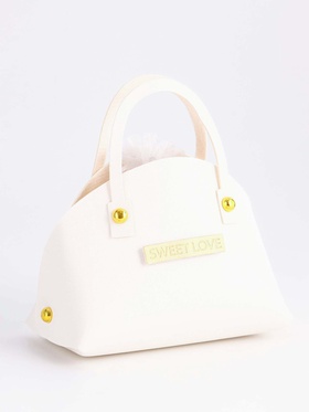 Кожаная подарочная сумочка для бижутерии и сувениров, белая с мешочком, 14?6.5?12.8 см (комплект 20 шт)