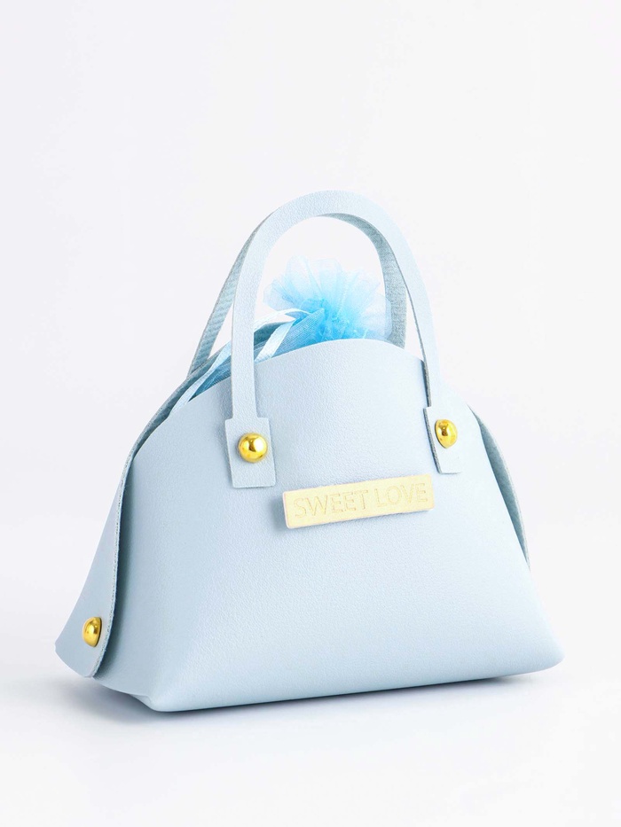 Кожаная подарочная сумочка для бижутерии и сувениров, небесно - голубая с мешочком, 14×6.5×12.8 см - Фото 1