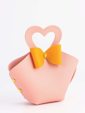 Кожаная подарочная сумочка для бижутерии и сувениров, розовая с бантом, 10.5?5?6 см (комплект 20 шт)