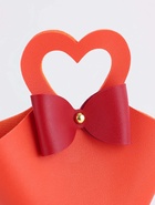 Кожанная подарочная сумочка для бижутерии и сувениров, оранжевая с бантом, 10.5×5×6 см (20 шт) - фото 809263632