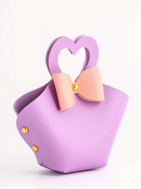 Кожаная подарочная сумочка для бижутерии и сувениров, сиреневая с бантом, 10.5?5?6 см (комплект 20 шт)