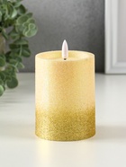 Светодиодная свеча LED RISALUX «Блёстки», ночник, 3×AAA, золото, 7.5×7.5×10 см - Фото 2