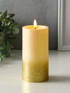 Светодиодная свеча LED RISALUX «Блёстки», ночник, 3×AAA, золото, 7.5×7.5×15 см - Фото 1