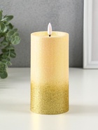 Светодиодная свеча LED RISALUX «Блёстки», ночник, 3×AAA, золото, 7.5×7.5×15 см - Фото 2